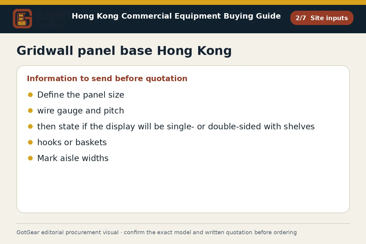 GotGear site inputs procurement diagram for gridwall panel base Hong Kong