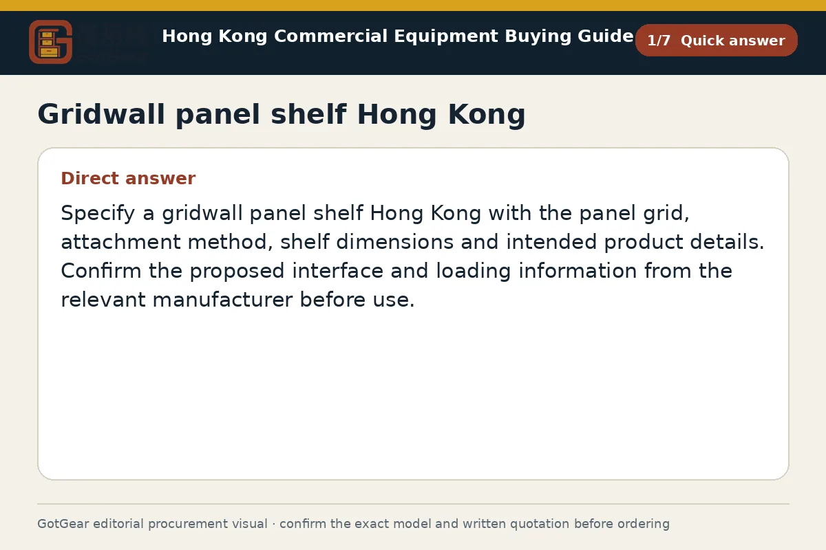 GotGear quick answer procurement diagram for gridwall panel shelf Hong Kong