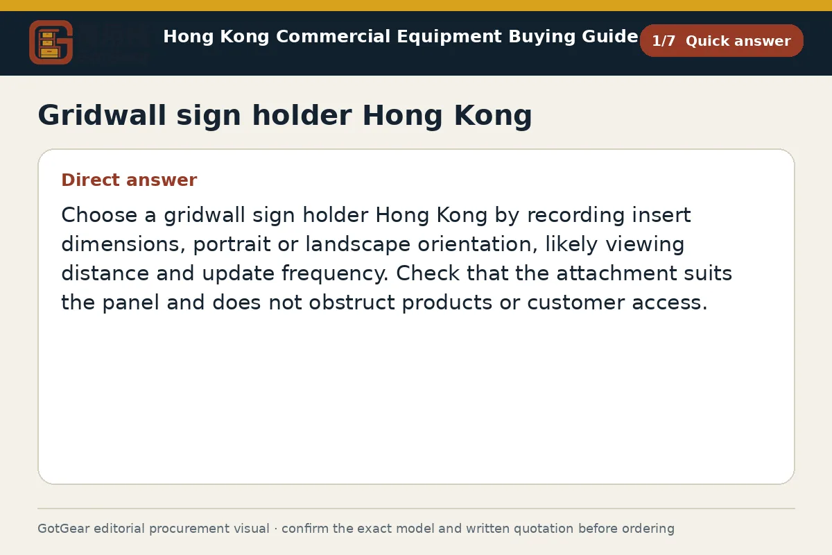 GotGear quick answer procurement diagram for gridwall sign holder Hong Kong