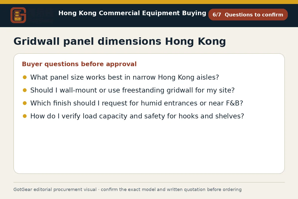 GotGear questions to confirm procurement diagram for gridwall panel dimensions Hong Kong