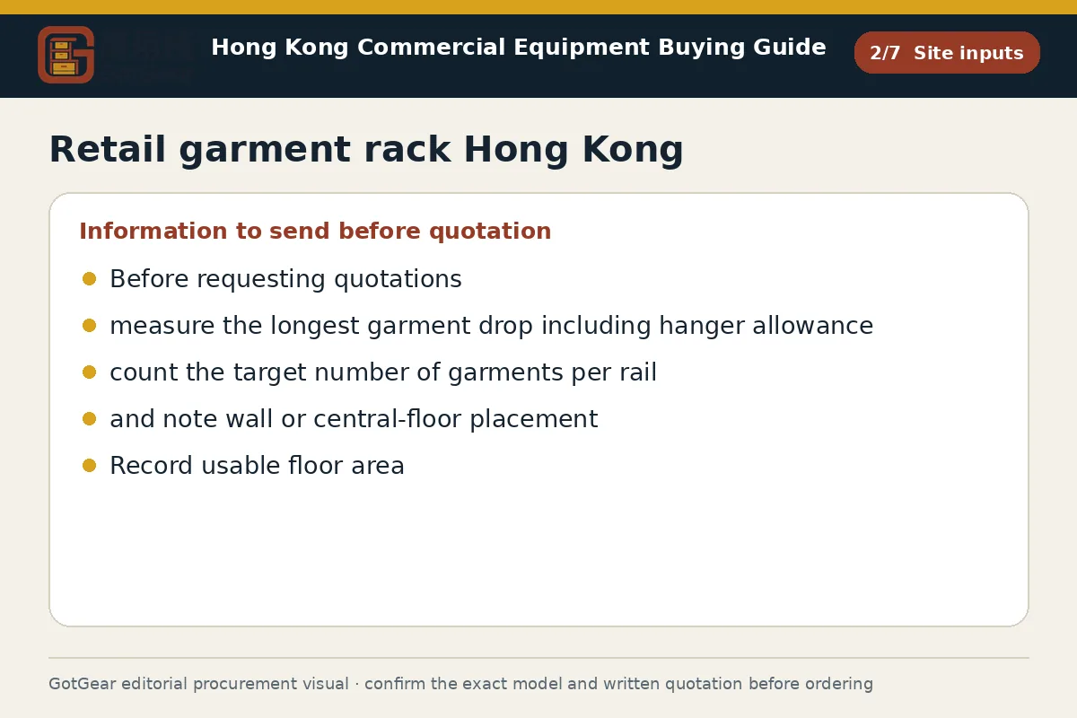 GotGear site inputs procurement diagram for retail garment rack Hong Kong