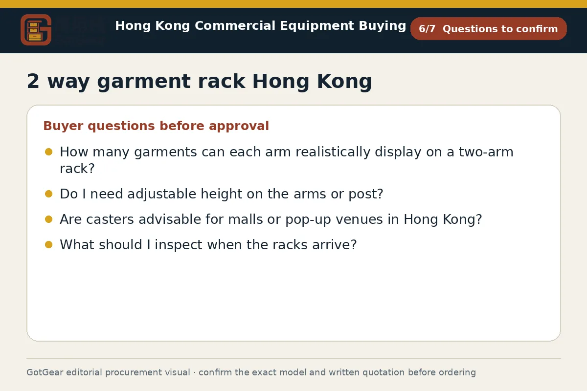 GotGear questions to confirm procurement diagram for 2 way garment rack Hong Kong