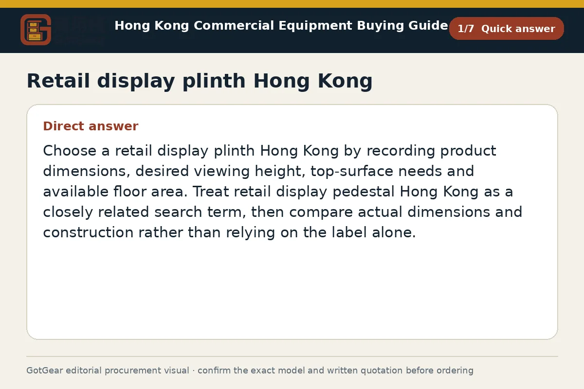 GotGear quick answer procurement diagram for retail display plinth Hong Kong