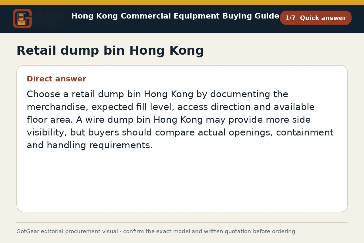 GotGear quick answer procurement diagram for retail dump bin Hong Kong