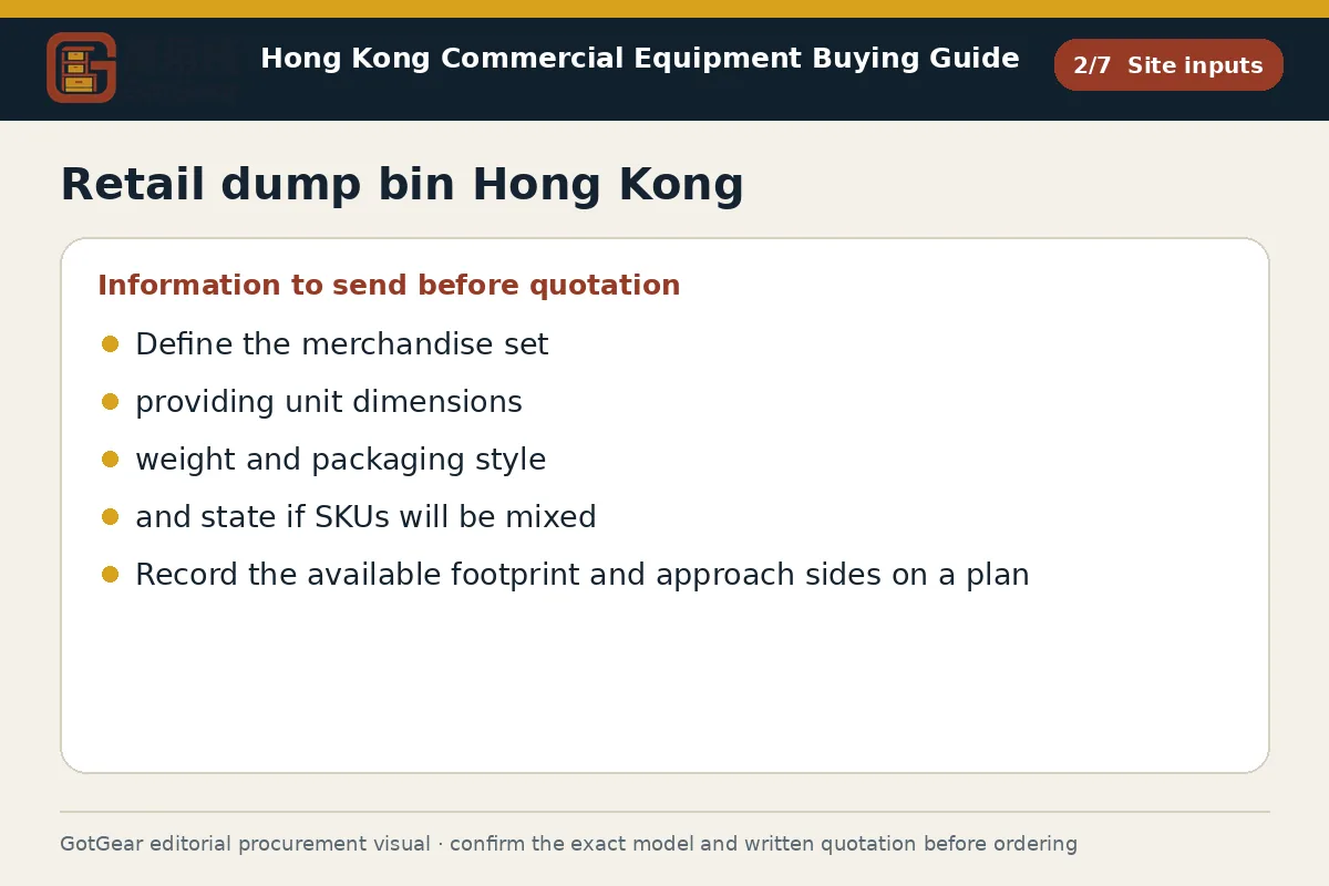 GotGear site inputs procurement diagram for retail dump bin Hong Kong