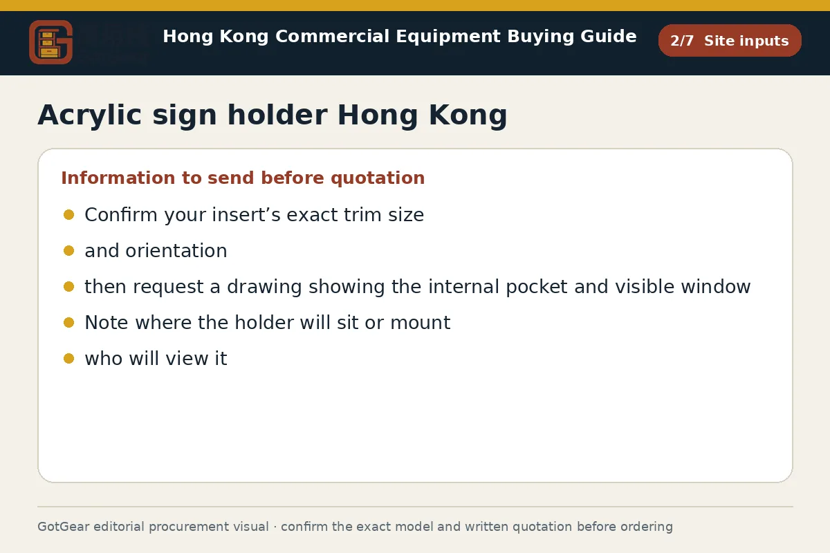 GotGear site inputs procurement diagram for acrylic sign holder Hong Kong