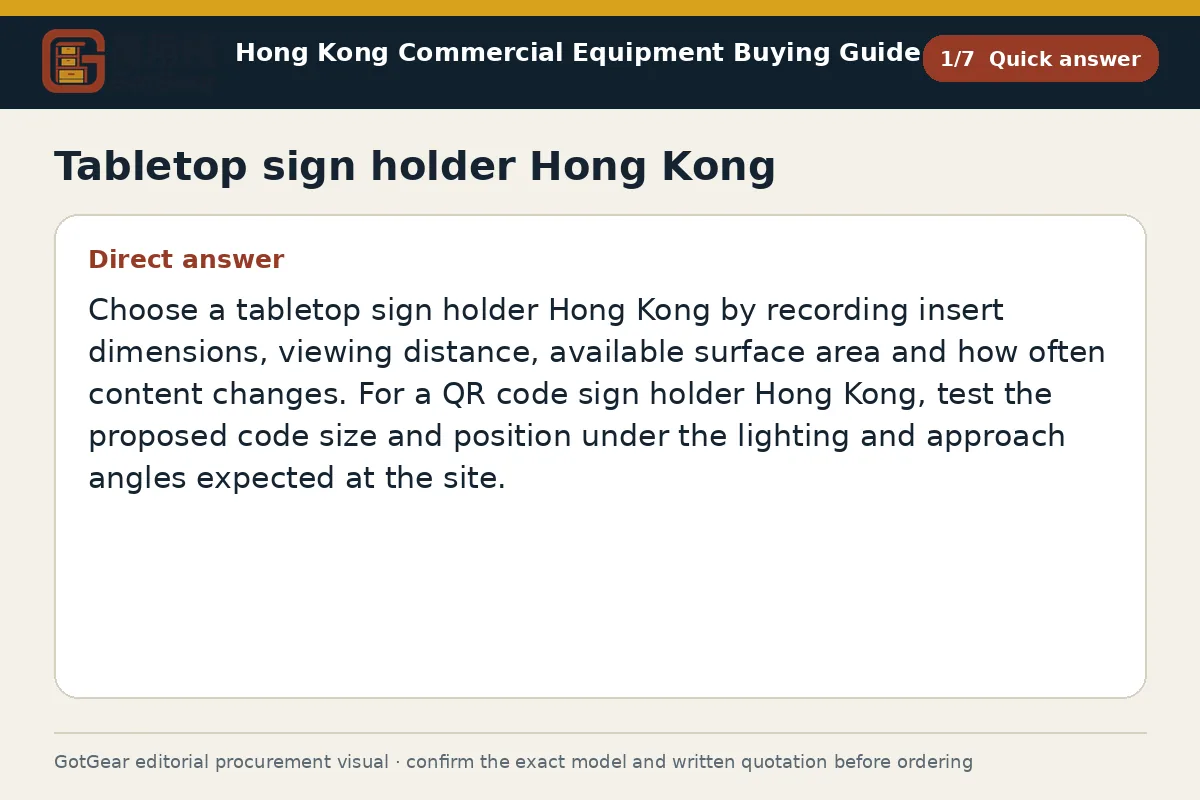 GotGear quick answer procurement diagram for tabletop sign holder Hong Kong