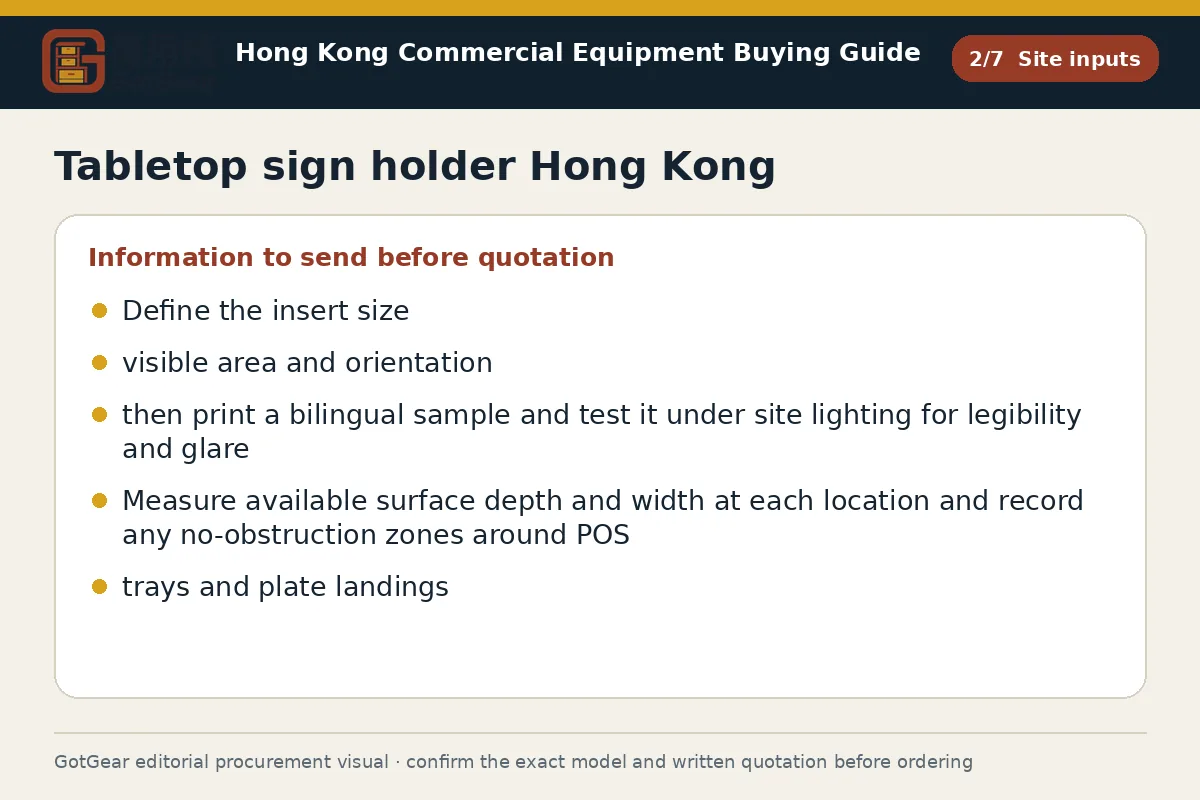 GotGear site inputs procurement diagram for tabletop sign holder Hong Kong