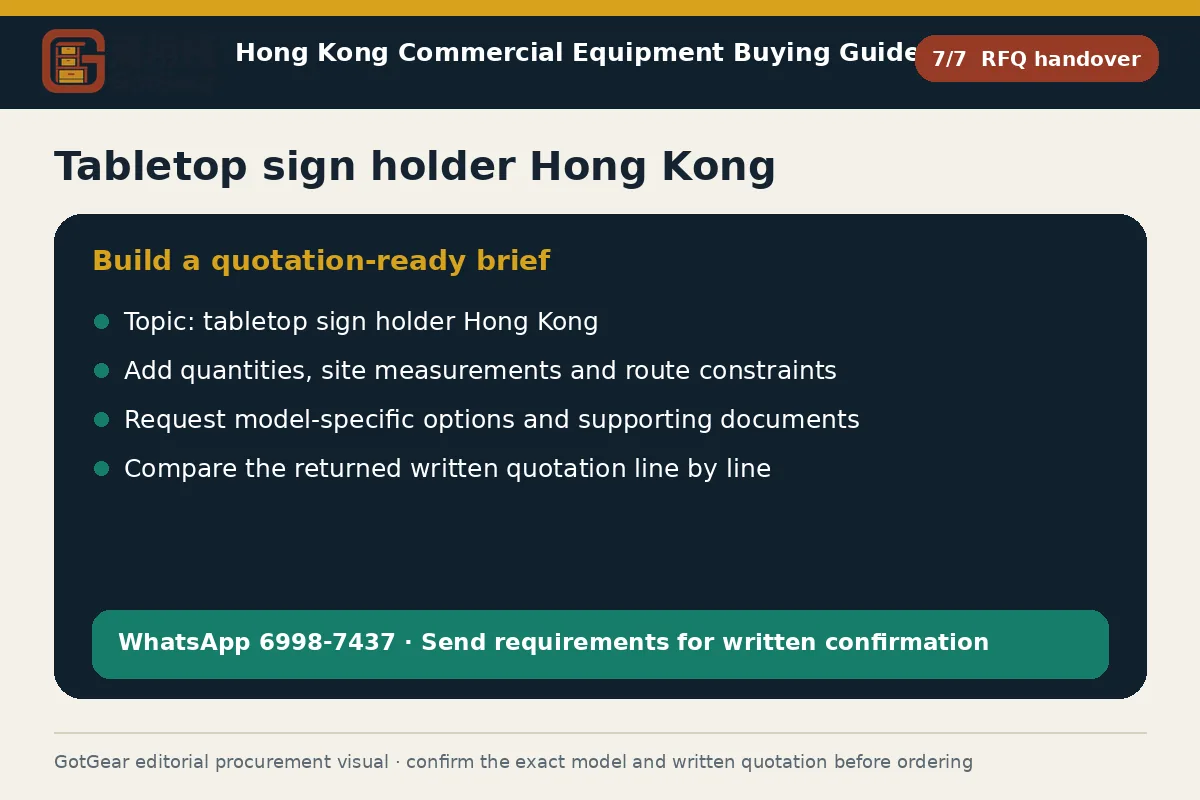 GotGear rfq handover procurement diagram for tabletop sign holder Hong Kong