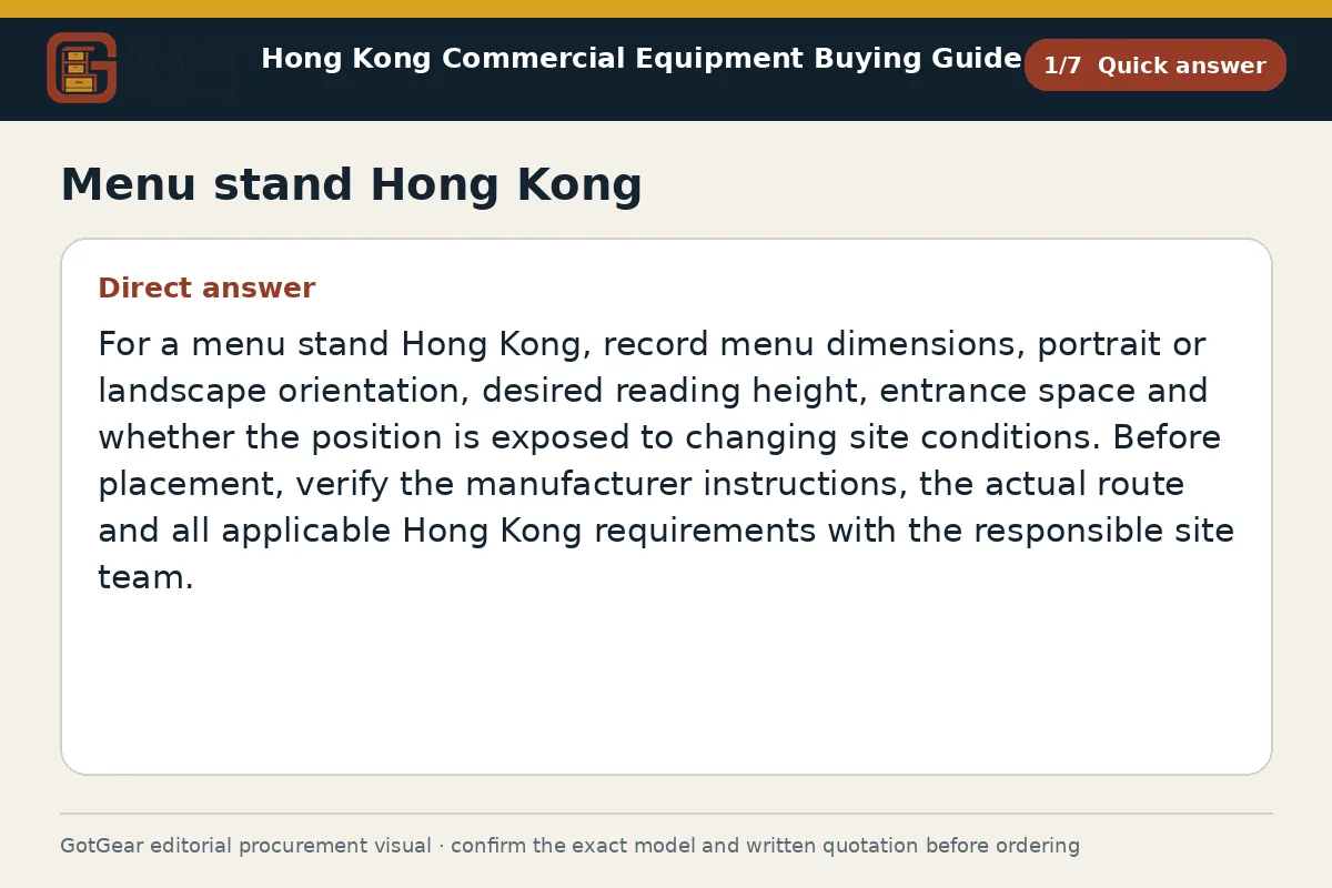 GotGear quick answer procurement diagram for menu stand Hong Kong