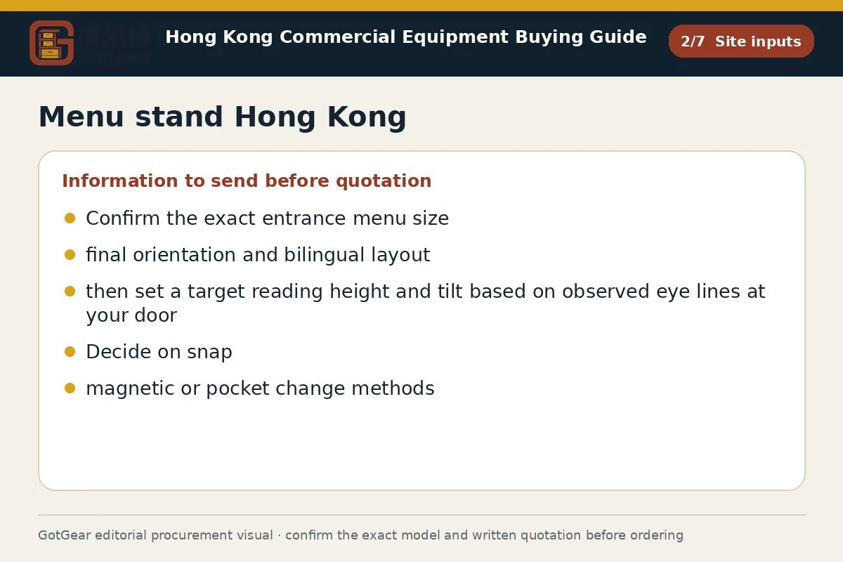 GotGear site inputs procurement diagram for menu stand Hong Kong