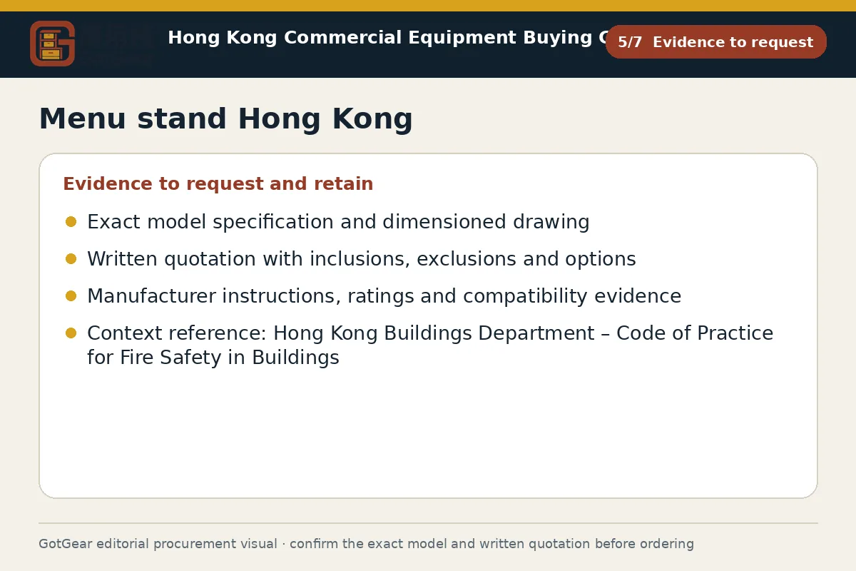 GotGear evidence to request procurement diagram for menu stand Hong Kong