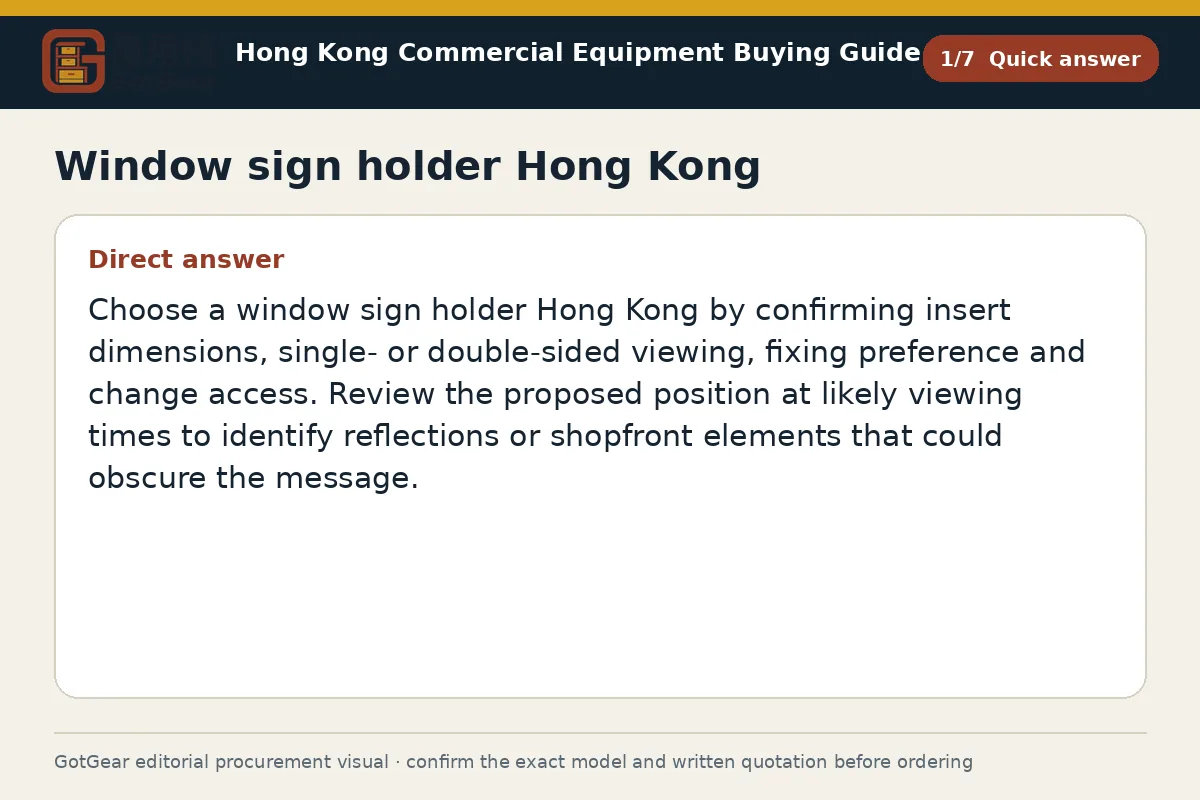 GotGear quick answer procurement diagram for window sign holder Hong Kong