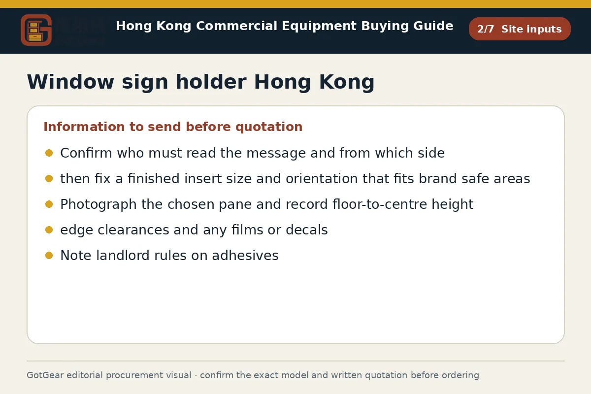 GotGear site inputs procurement diagram for window sign holder Hong Kong