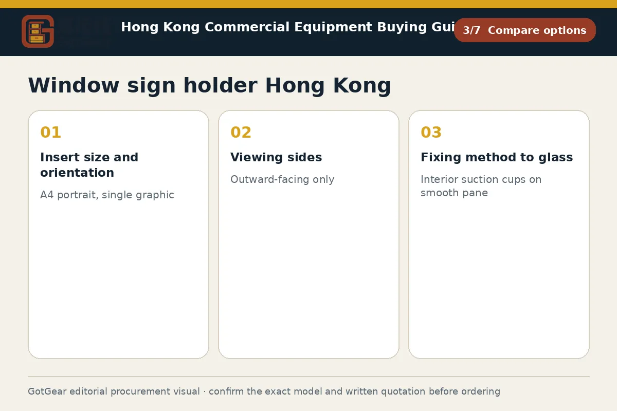 GotGear compare options procurement diagram for window sign holder Hong Kong