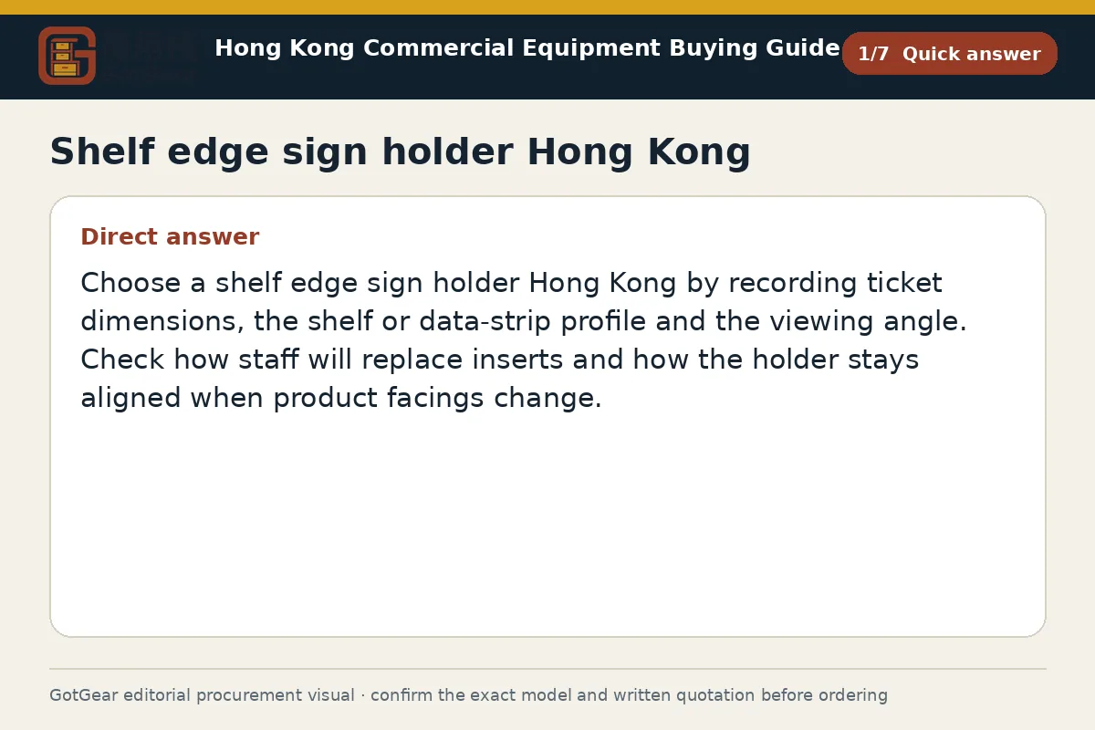 GotGear quick answer procurement diagram for shelf edge sign holder Hong Kong