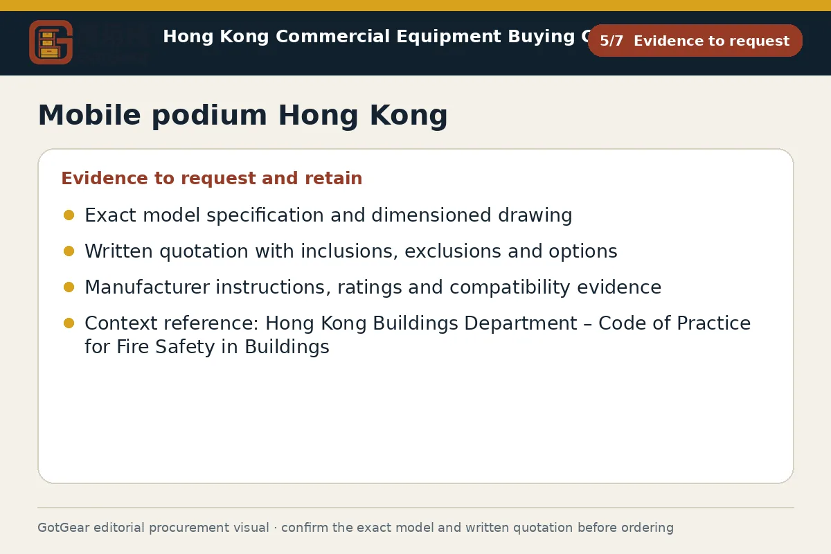 GotGear evidence to request procurement diagram for mobile podium Hong Kong