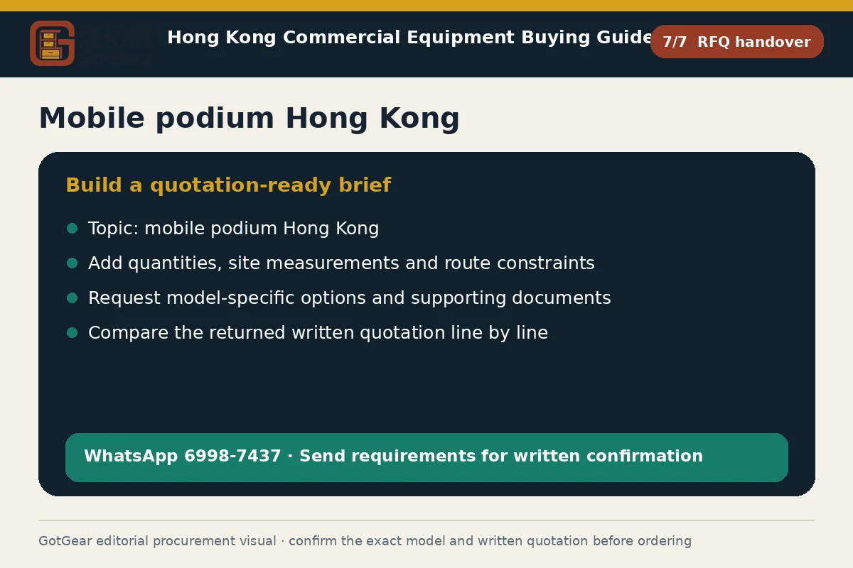 GotGear rfq handover procurement diagram for mobile podium Hong Kong