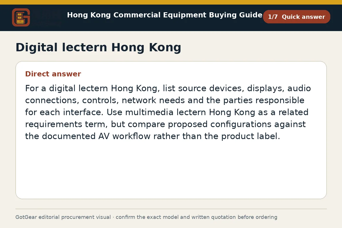 GotGear quick answer procurement diagram for digital lectern Hong Kong