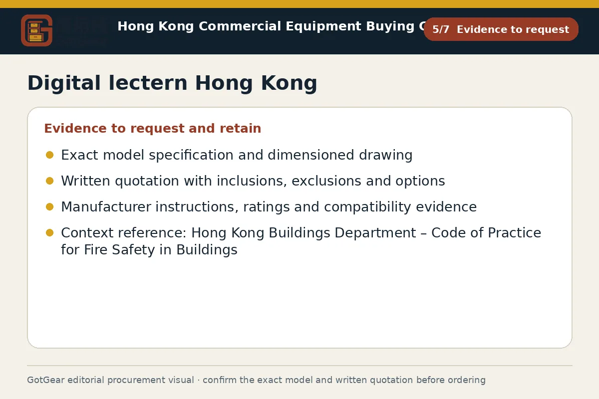 GotGear evidence to request procurement diagram for digital lectern Hong Kong