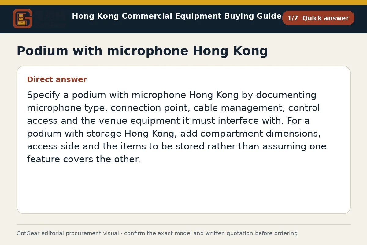 GotGear quick answer procurement diagram for podium with microphone Hong Kong