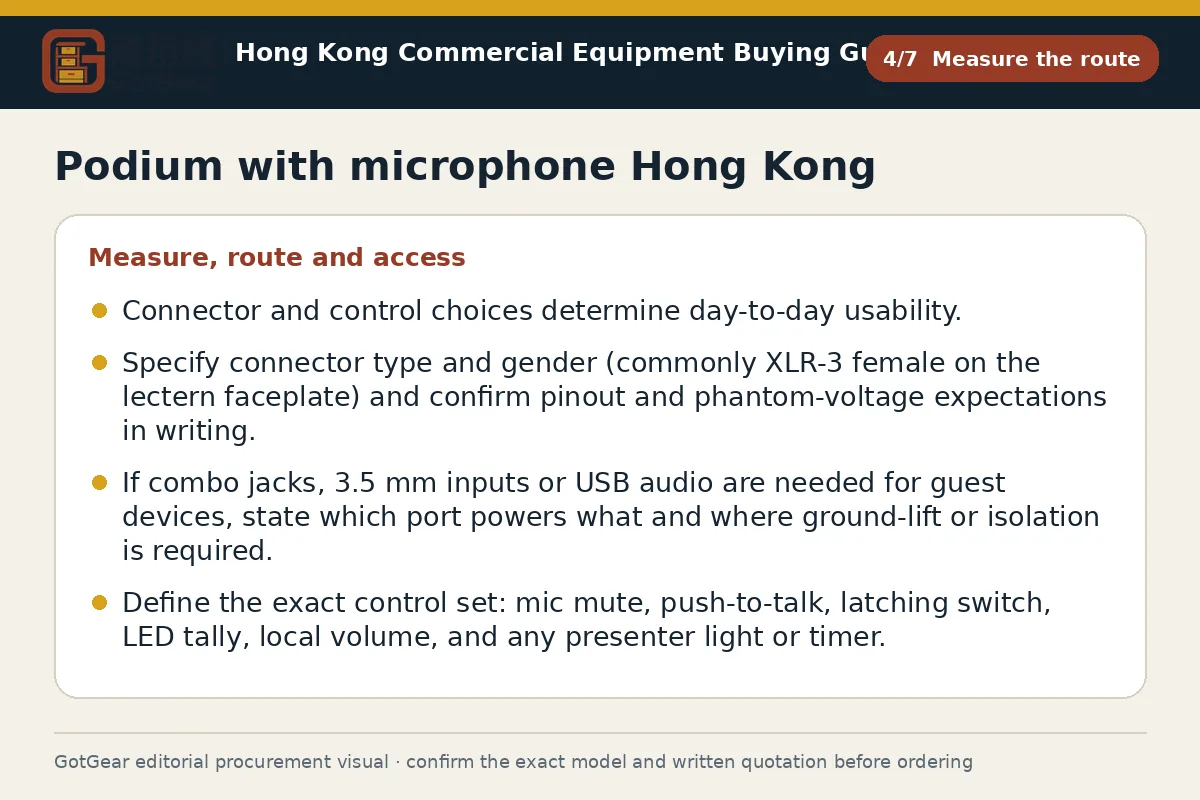GotGear measure the route procurement diagram for podium with microphone Hong Kong