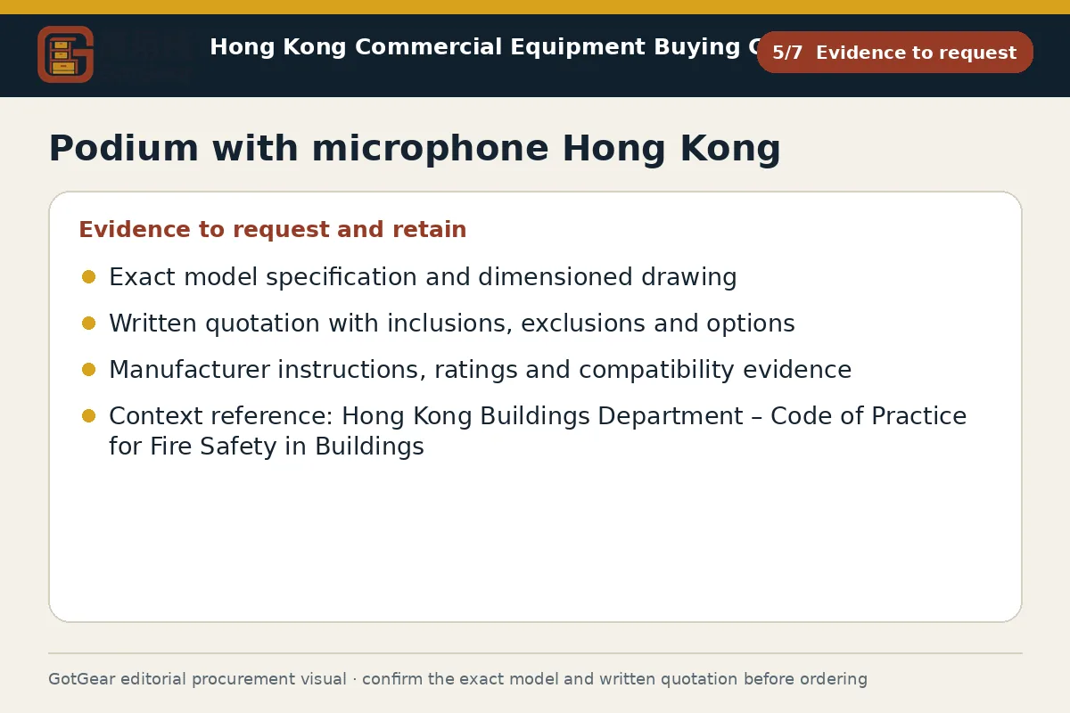 GotGear evidence to request procurement diagram for podium with microphone Hong Kong