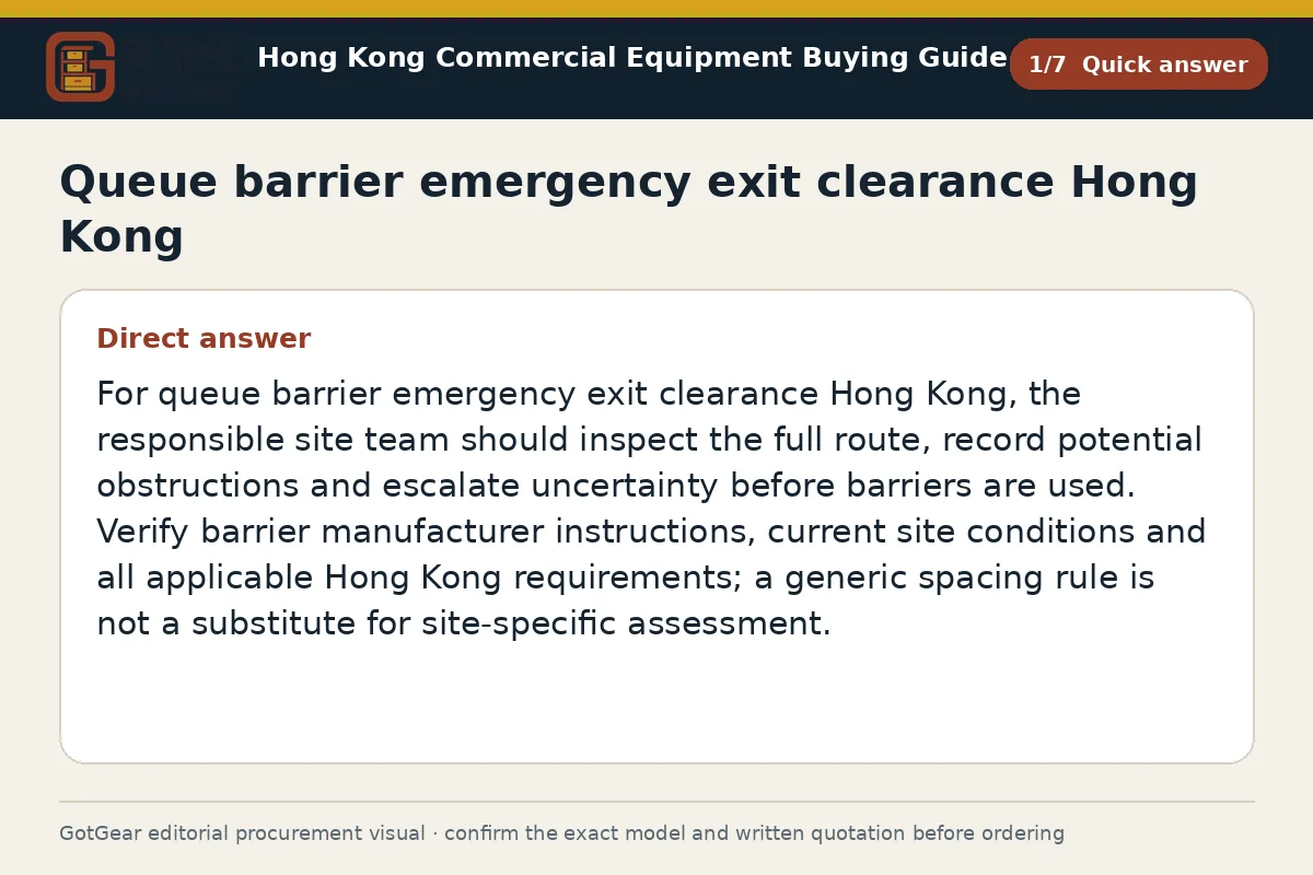 GotGear quick answer procurement diagram for queue barrier emergency exit clearance Hong Kong