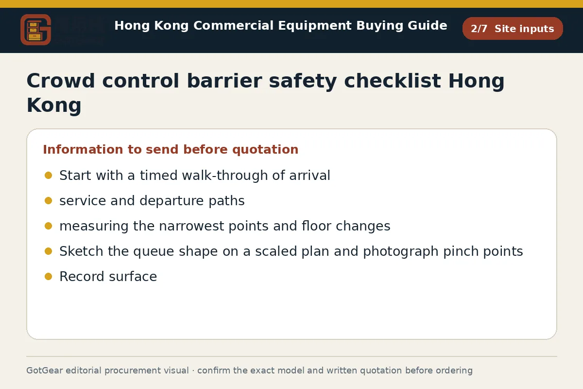 GotGear site inputs procurement diagram for crowd control barrier safety checklist Hong Kong
