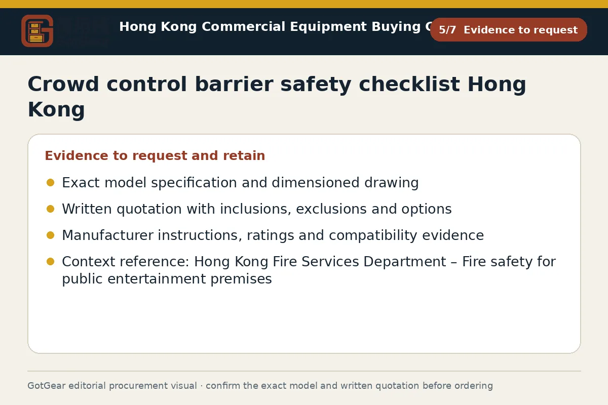 GotGear evidence to request procurement diagram for crowd control barrier safety checklist Hong Kong