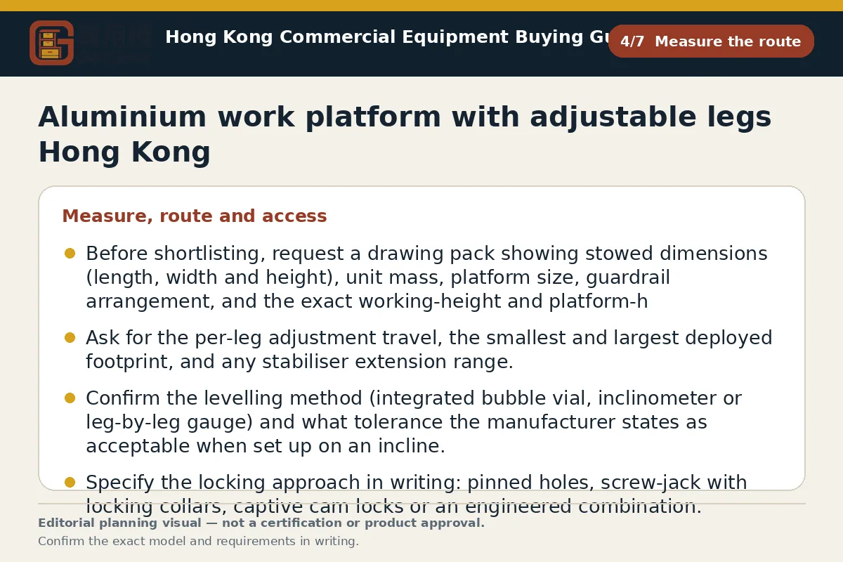 GotGear measure the route procurement diagram for Aluminium work platform with adjustable legs Hong Kong