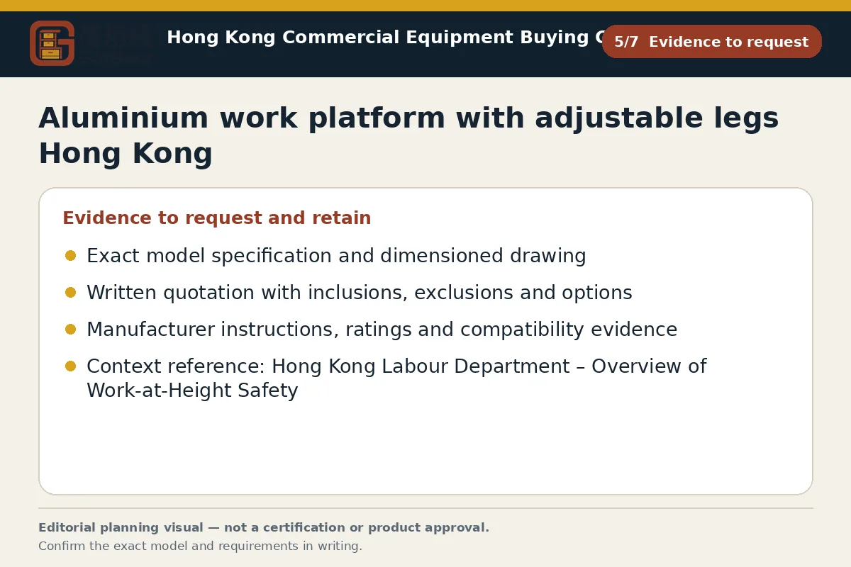 GotGear evidence to request procurement diagram for Aluminium work platform with adjustable legs Hong Kong