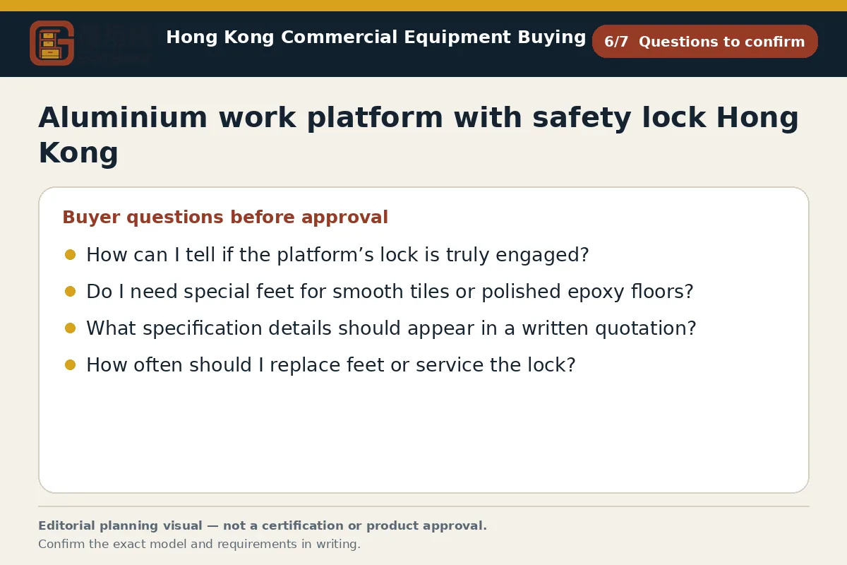 GotGear questions to confirm procurement diagram for Aluminium work platform with safety lock Hong Kong