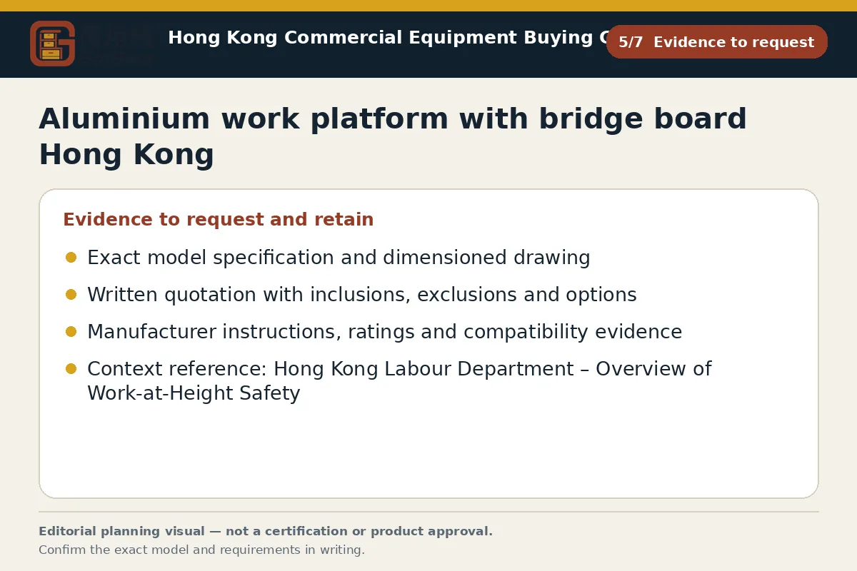 GotGear evidence to request procurement diagram for Aluminium work platform with bridge board Hong Kong