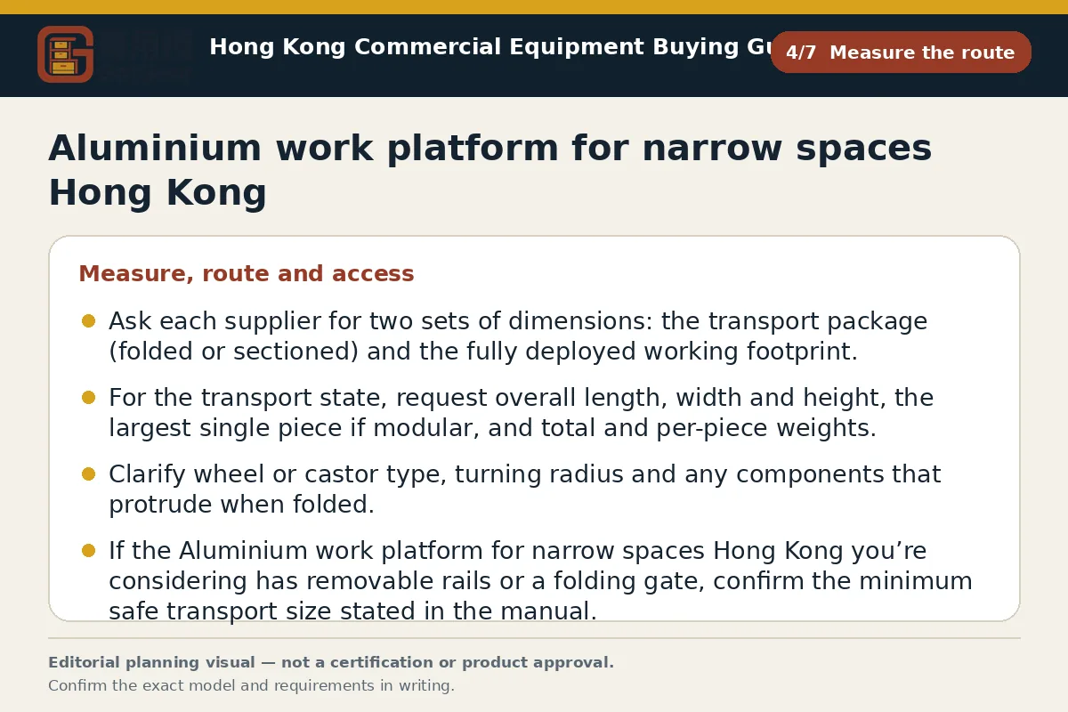GotGear measure the route procurement diagram for Aluminium work platform for narrow spaces Hong Kong