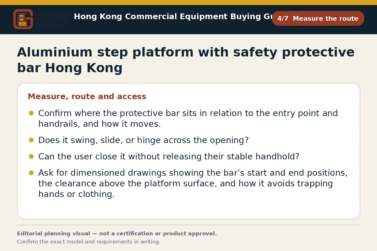 GotGear measure the route procurement diagram for Aluminium step platform with safety protective bar Hong Kong