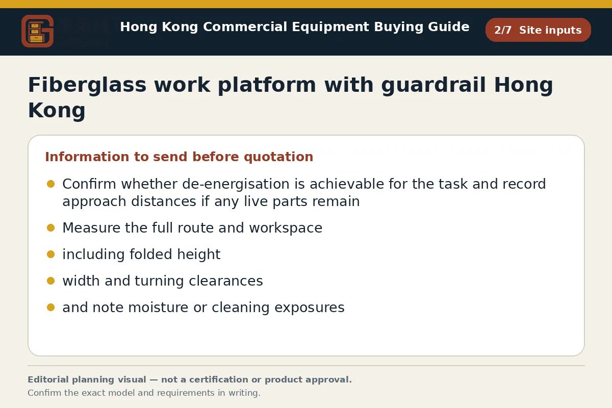 GotGear site inputs procurement diagram for Fiberglass work platform with guardrail Hong Kong