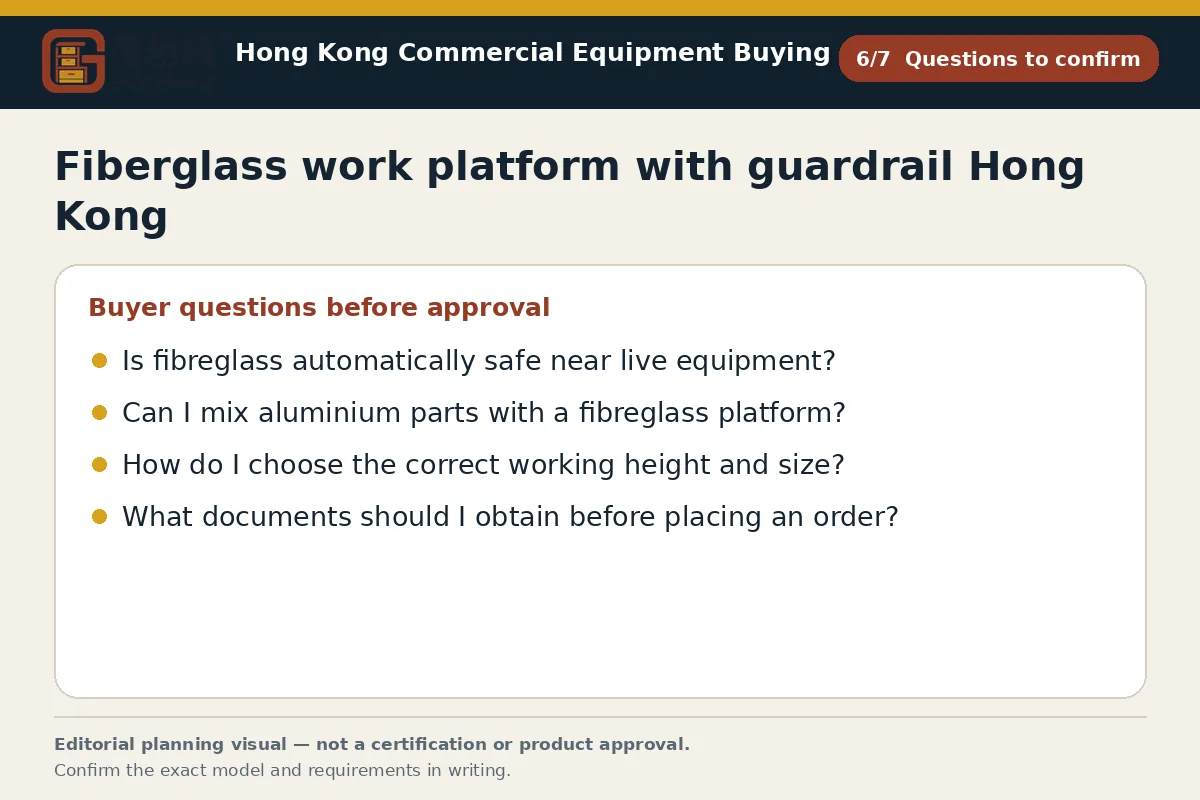 GotGear questions to confirm procurement diagram for Fiberglass work platform with guardrail Hong Kong