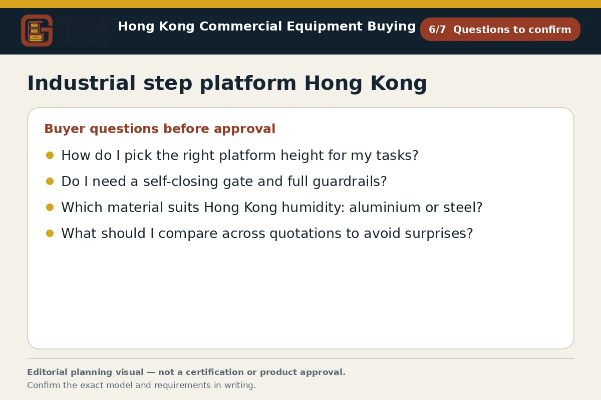 GotGear questions to confirm procurement diagram for Industrial step platform Hong Kong