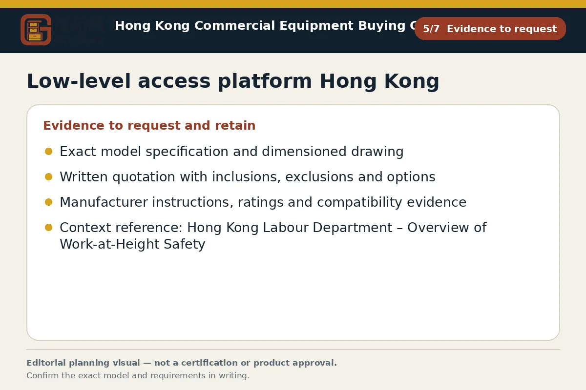 GotGear evidence to request procurement diagram for Low-level access platform Hong Kong