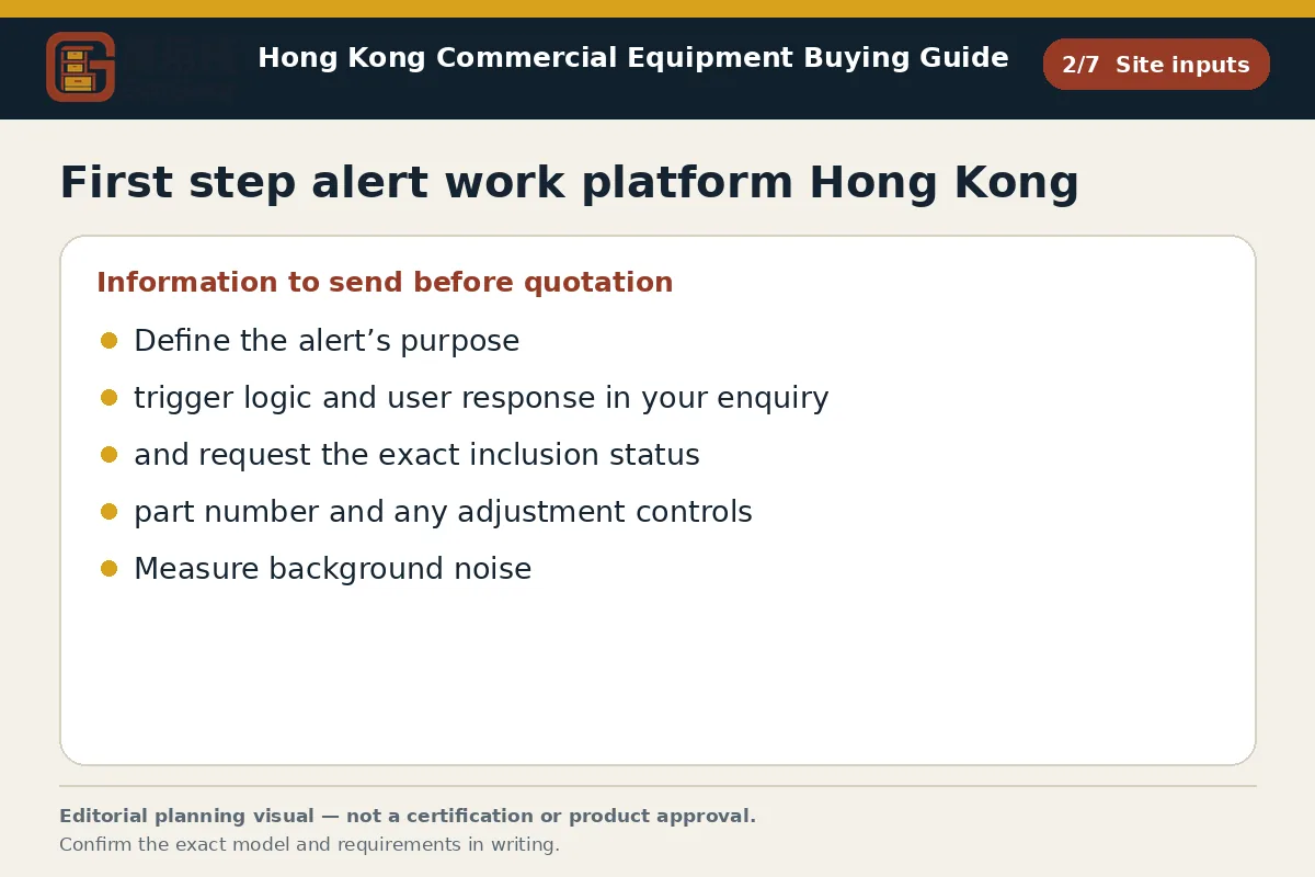 GotGear site inputs procurement diagram for First step alert work platform Hong Kong