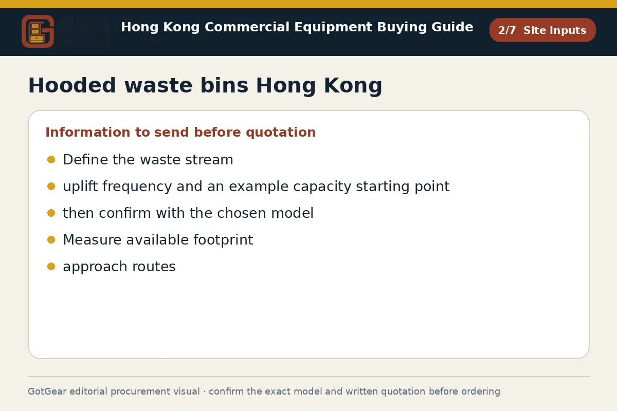GotGear site inputs procurement diagram for hooded waste bins Hong Kong