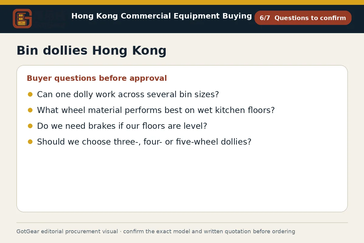 GotGear questions to confirm procurement diagram for bin dollies Hong Kong