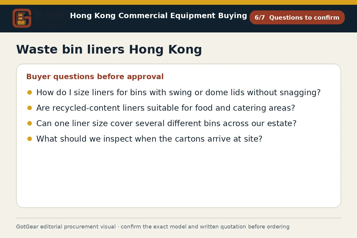 GotGear questions to confirm procurement diagram for waste bin liners Hong Kong