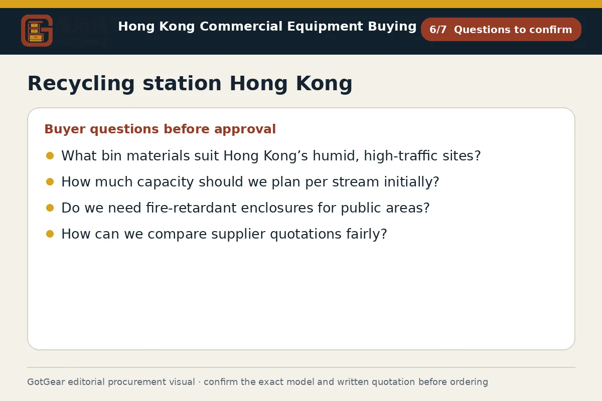 GotGear questions to confirm procurement diagram for recycling station Hong Kong