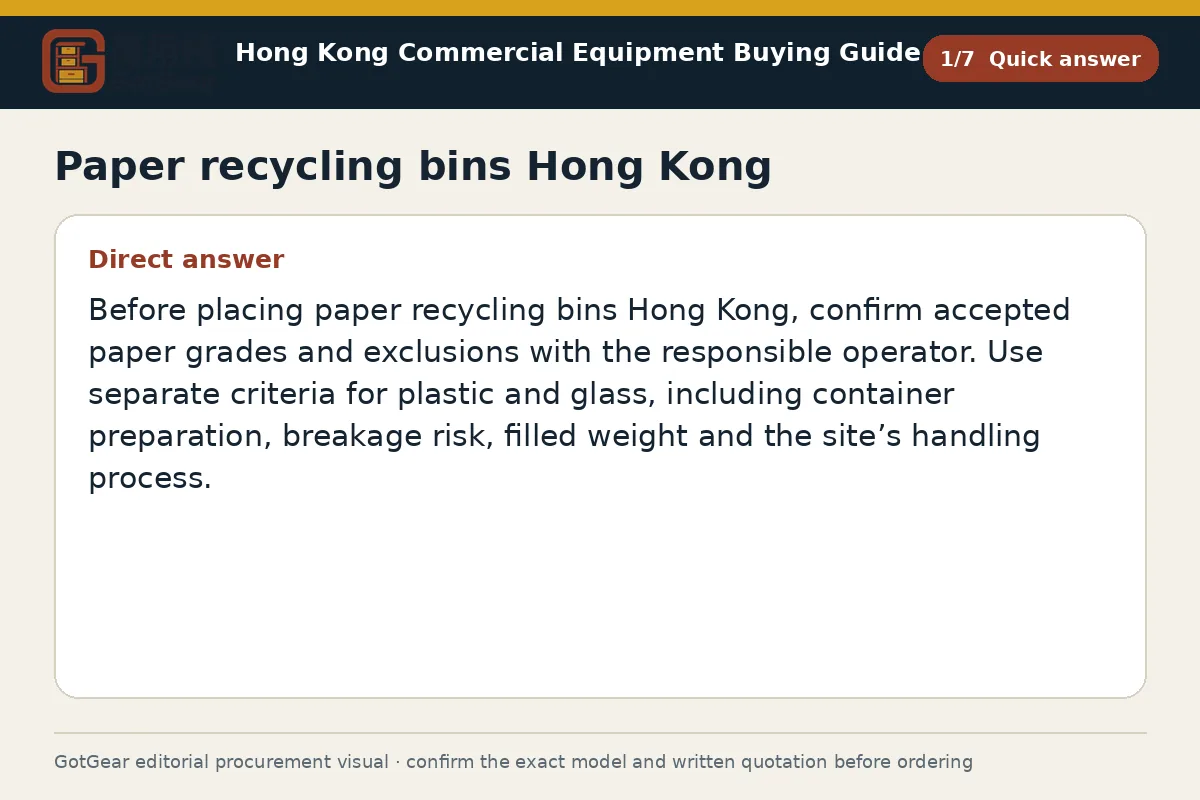 GotGear quick answer procurement diagram for paper recycling bins Hong Kong