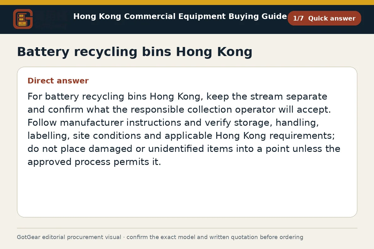 GotGear quick answer procurement diagram for battery recycling bins Hong Kong