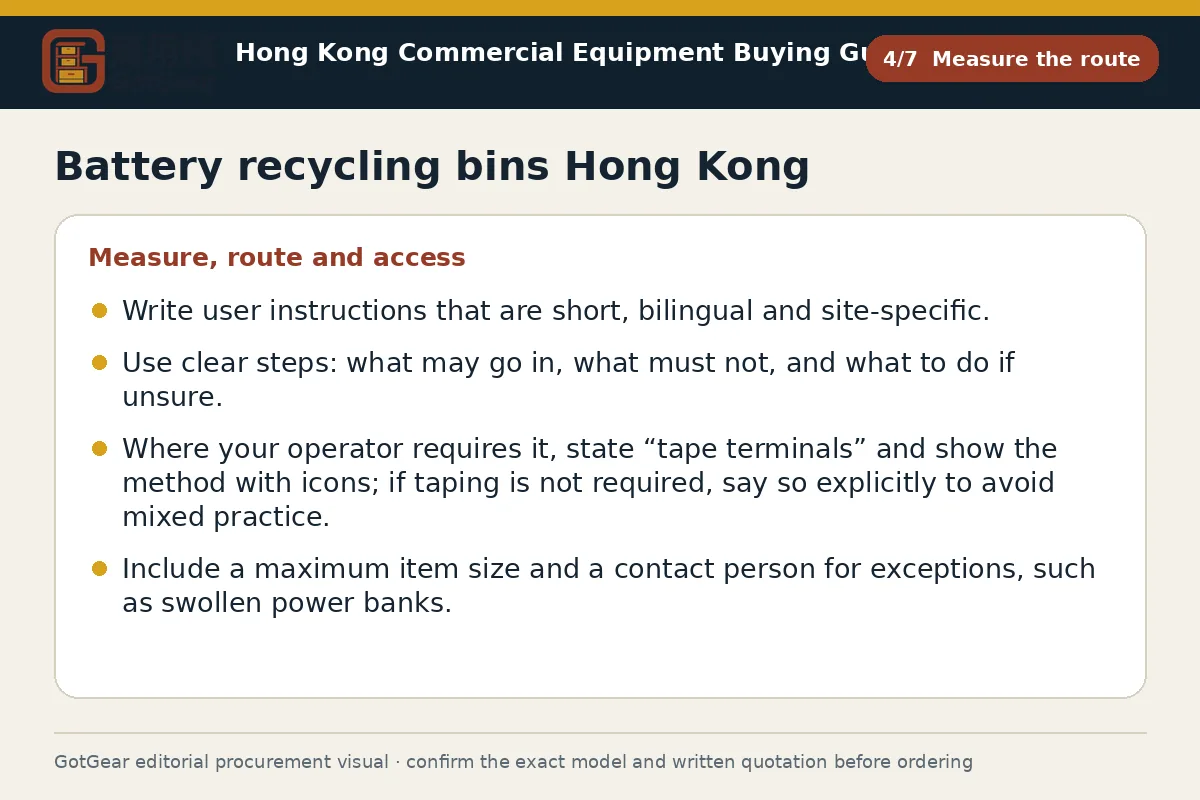 GotGear measure the route procurement diagram for battery recycling bins Hong Kong