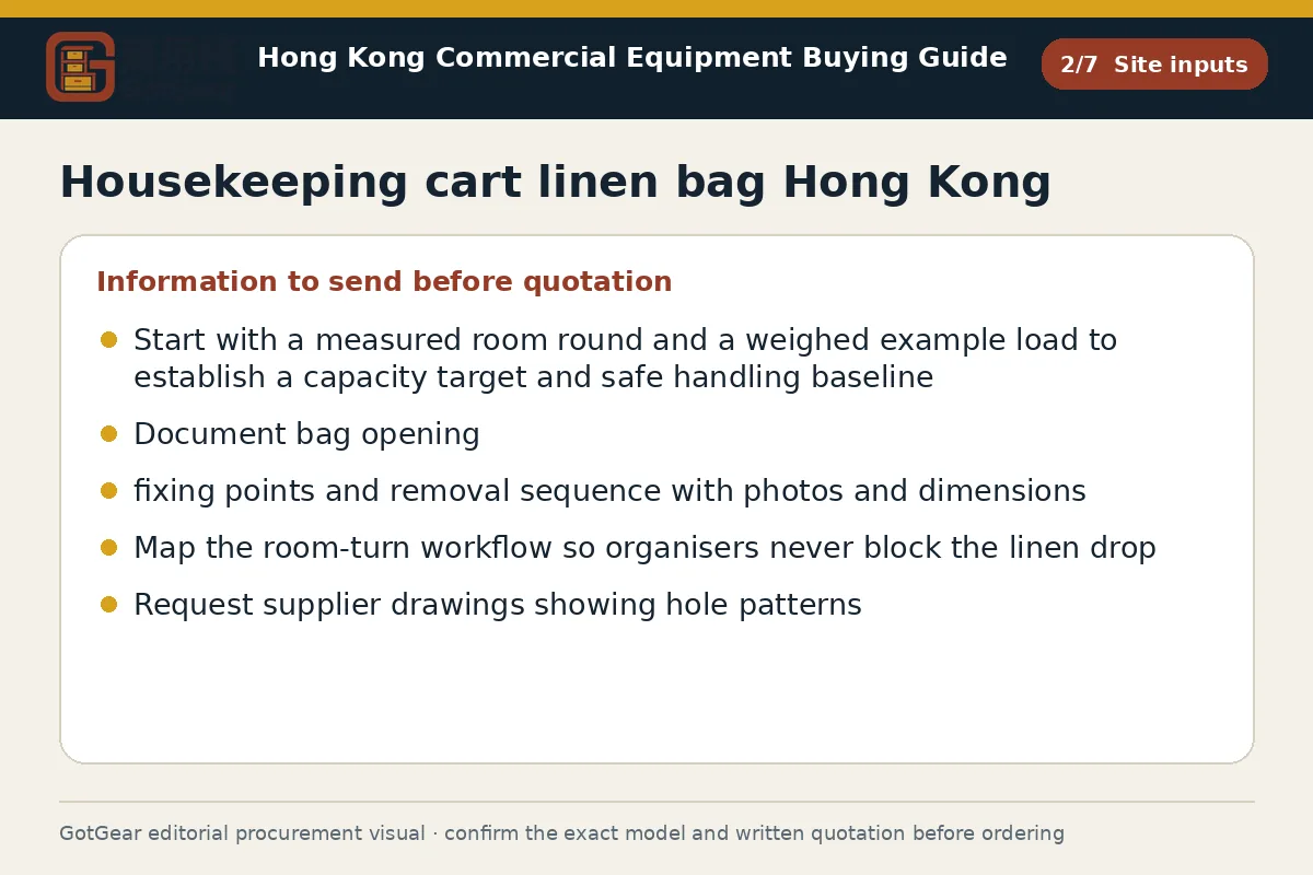 GotGear site inputs procurement diagram for housekeeping cart linen bag Hong Kong