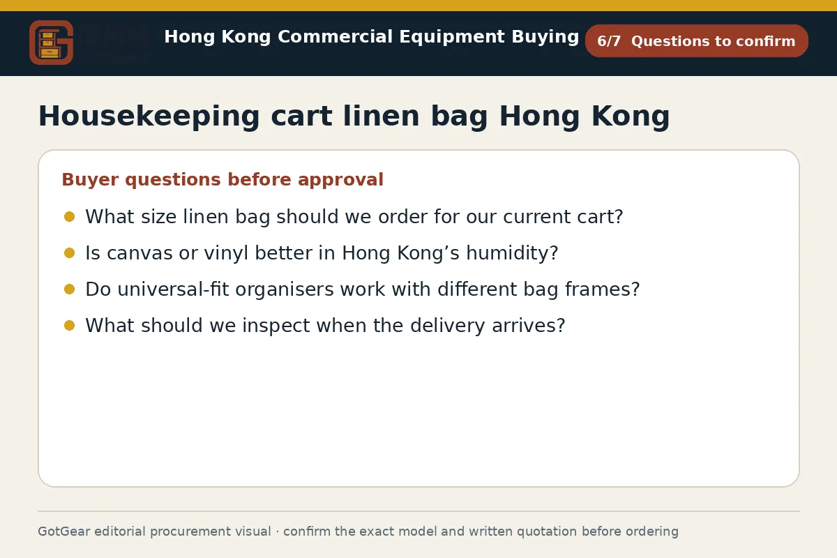 GotGear questions to confirm procurement diagram for housekeeping cart linen bag Hong Kong